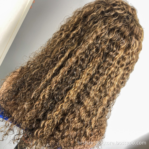 250% highlight piano color #4/#27 wig Wholesale price 100% virgin human hair Cuticle Aligned  Brazilian deep wave wig